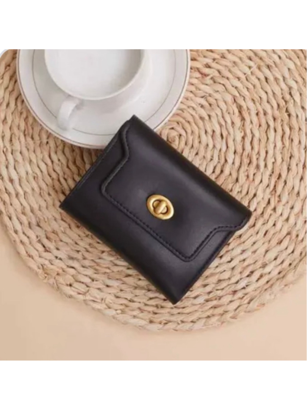 Women's Black Gold Turn-Lock Wallet One Size